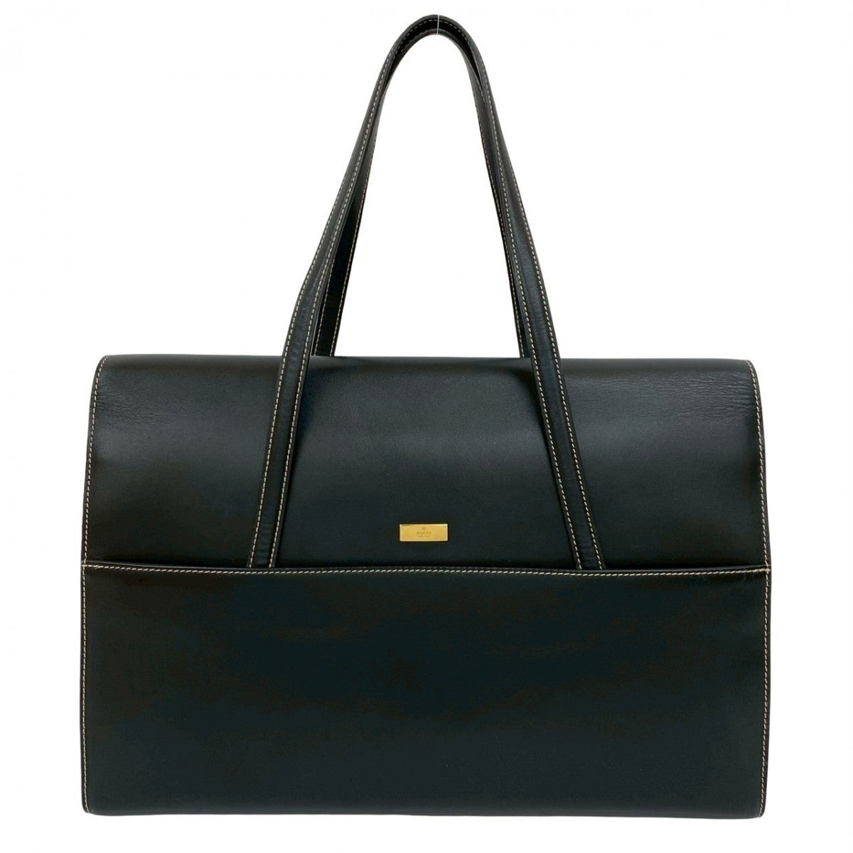 GUCCI Handbag leather black logo Metal Women Used Authentic