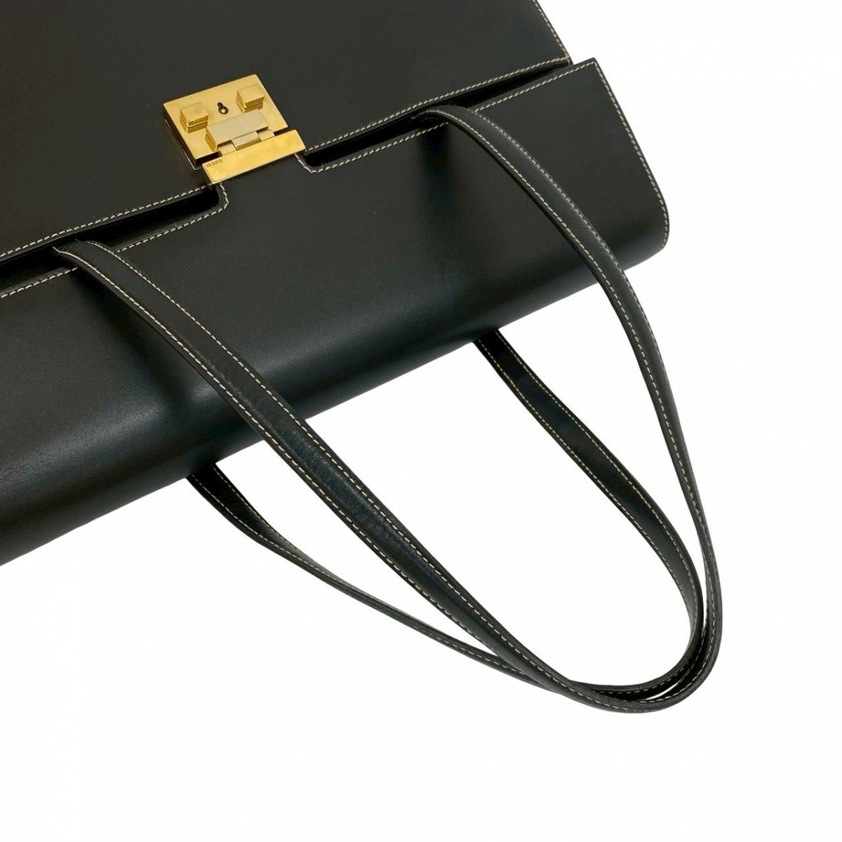 GUCCI Handbag leather black logo Metal Women Used Authentic