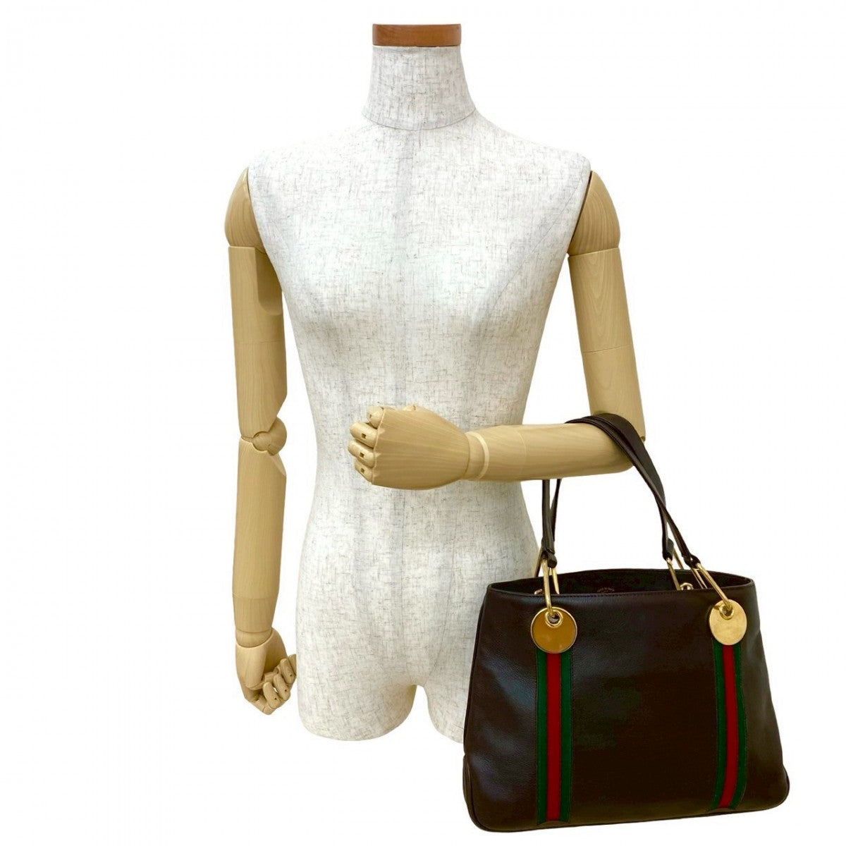 GUCCI Handbag leather Brown Sherry line Women Used Authentic