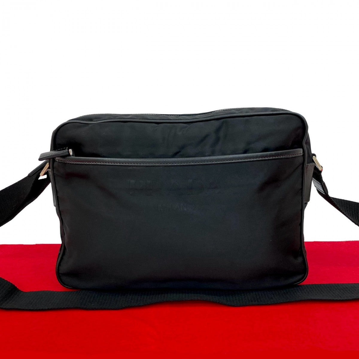 PRADA Shoulder Bag Leather, Nylon black Triangle Logo Metal mens Used Authentic