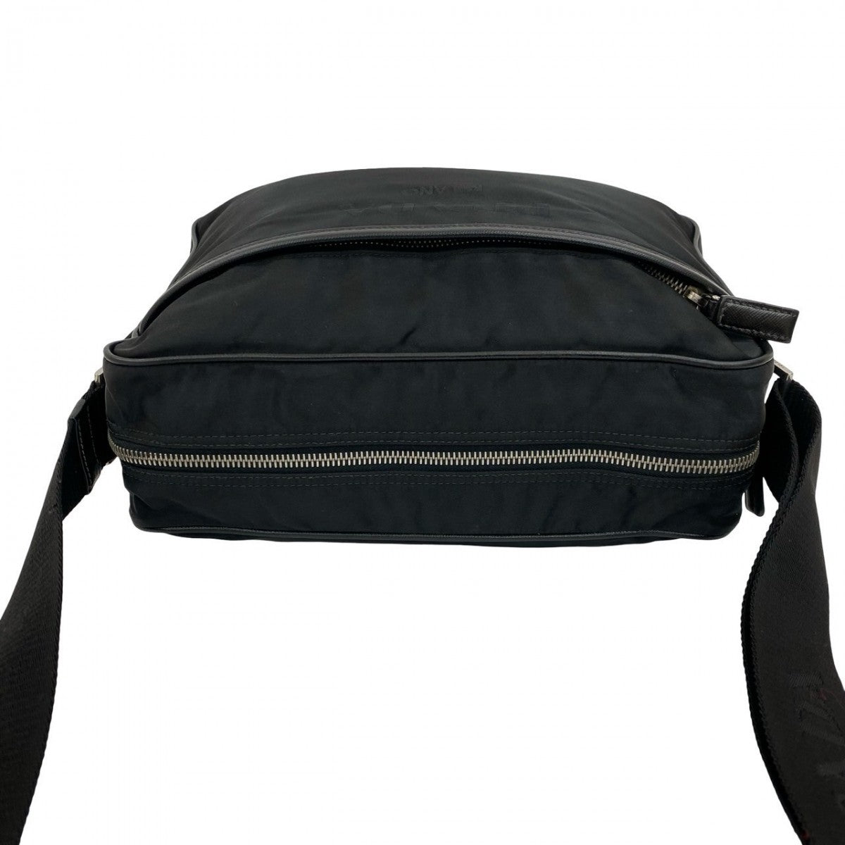 PRADA Shoulder Bag Leather, Nylon black Triangle Logo Metal mens Used Authentic