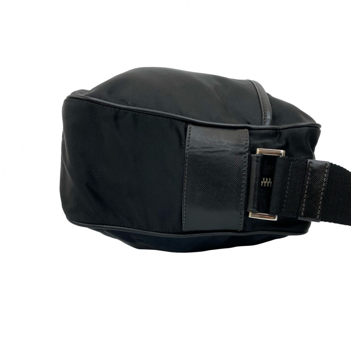PRADA Shoulder Bag Leather, Nylon black Triangle Logo Metal mens Used Authentic