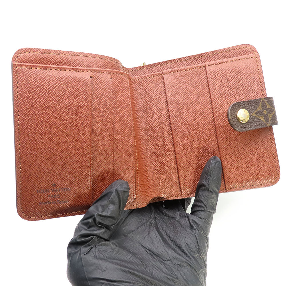 LOUIS VUITTON Bifold Wallet M61667 Monogram Brown Compact zip Women Used Authentic