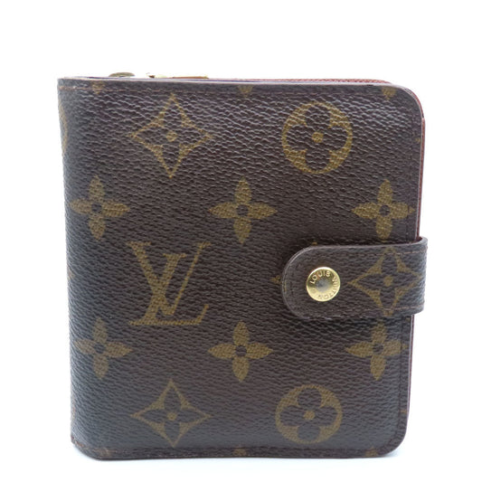 LOUIS VUITTON Bifold Wallet M61667 Monogram Brown Compact zip Women Used Authentic