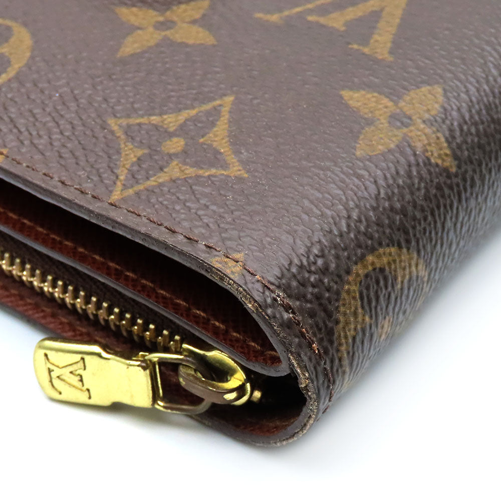 LOUIS VUITTON Bifold Wallet M61667 Monogram Brown Compact zip Women Used Authentic