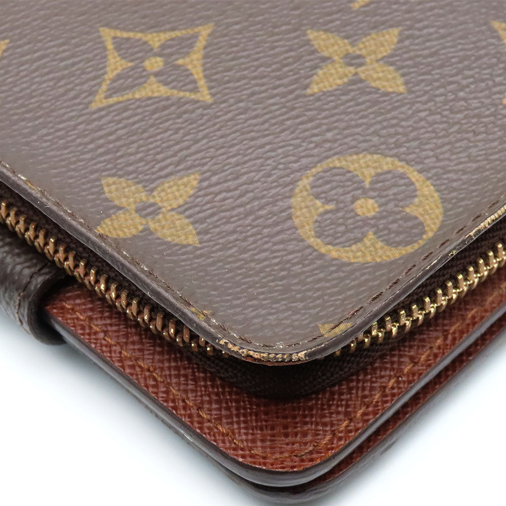 LOUIS VUITTON Bifold Wallet M61667 Monogram Brown Compact zip Women Used Authentic
