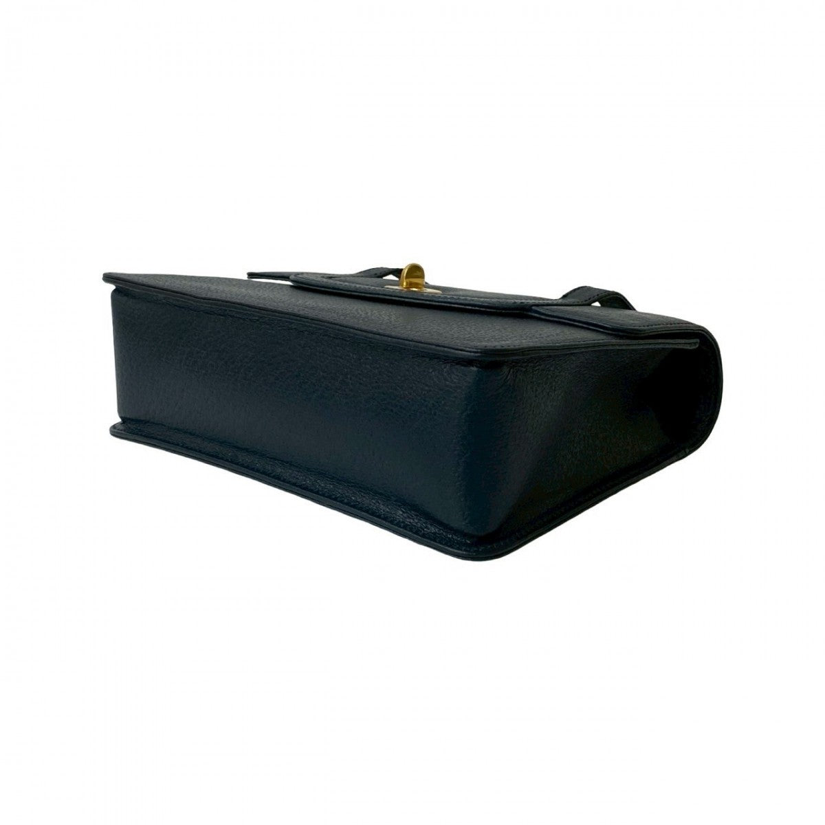 GUCCI Shoulder Bag leather Navy Bamboo