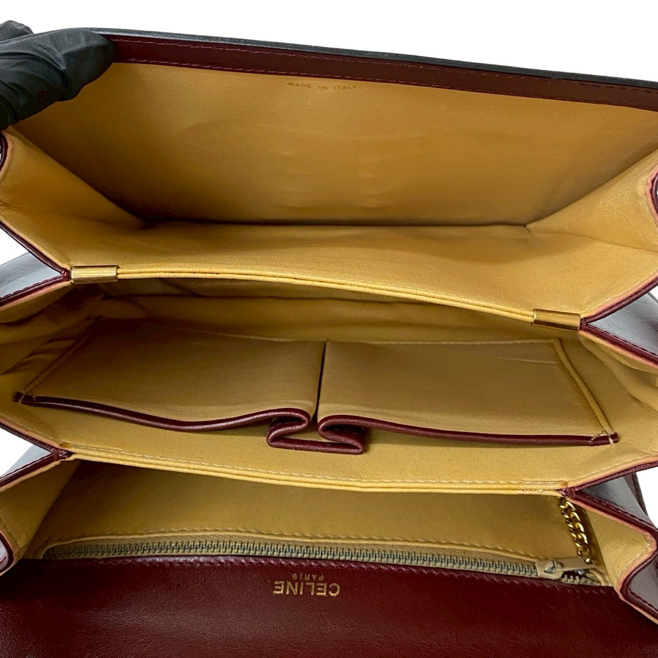 CELINE Shoulder Bag leather wine-red