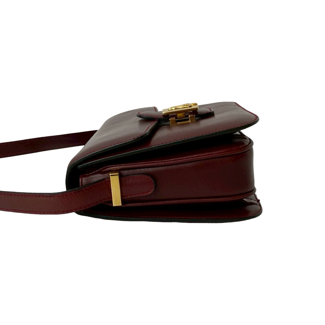 CELINE Shoulder Bag leather wine-red
