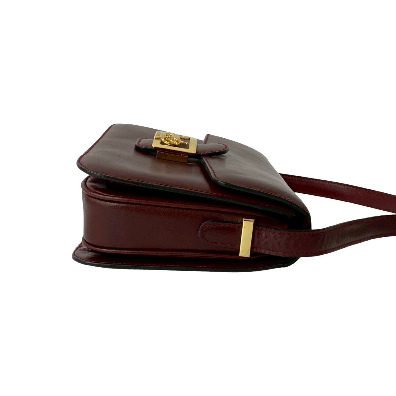 CELINE Shoulder Bag leather wine-red