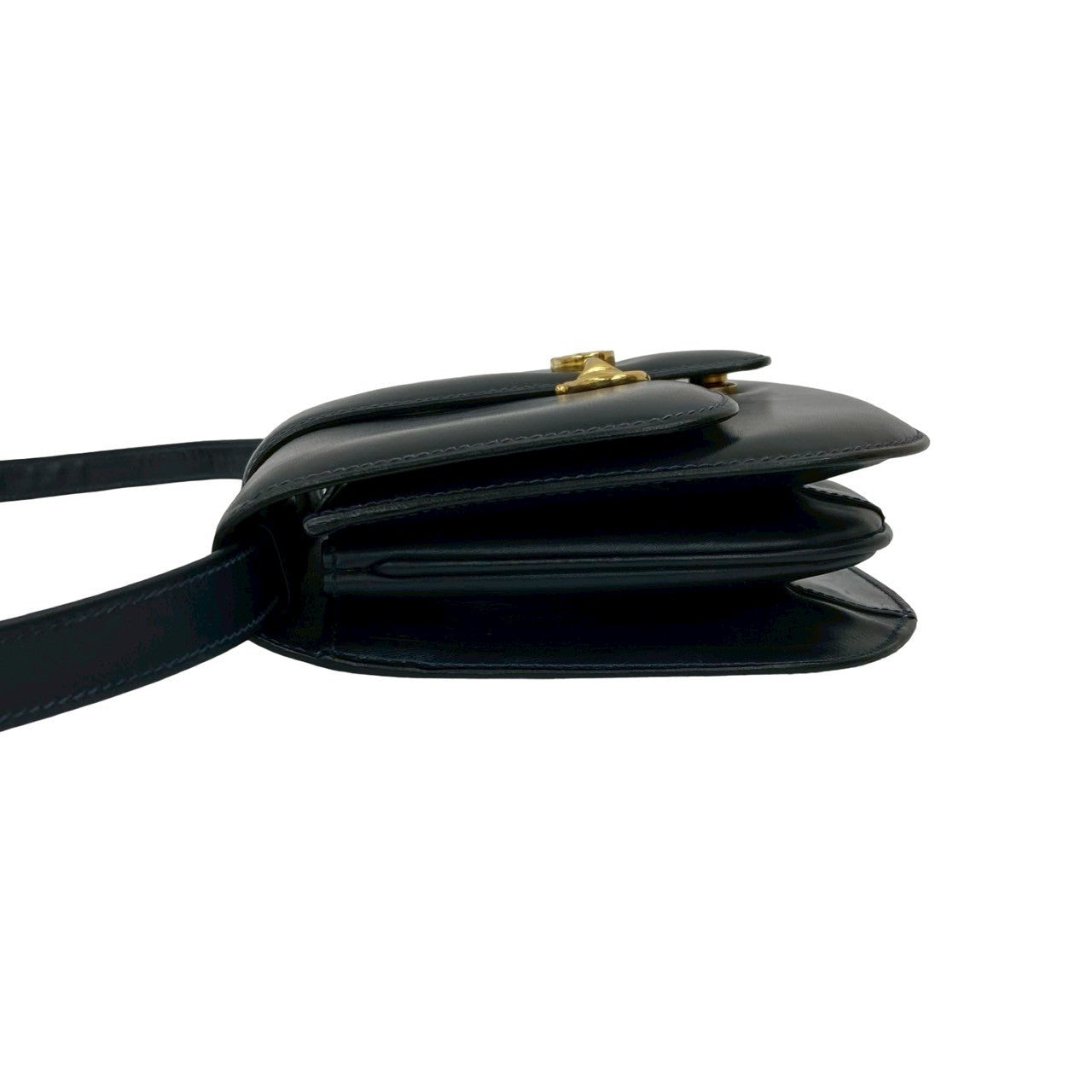 GUCCI Shoulder Bag leather Navy Horsebit