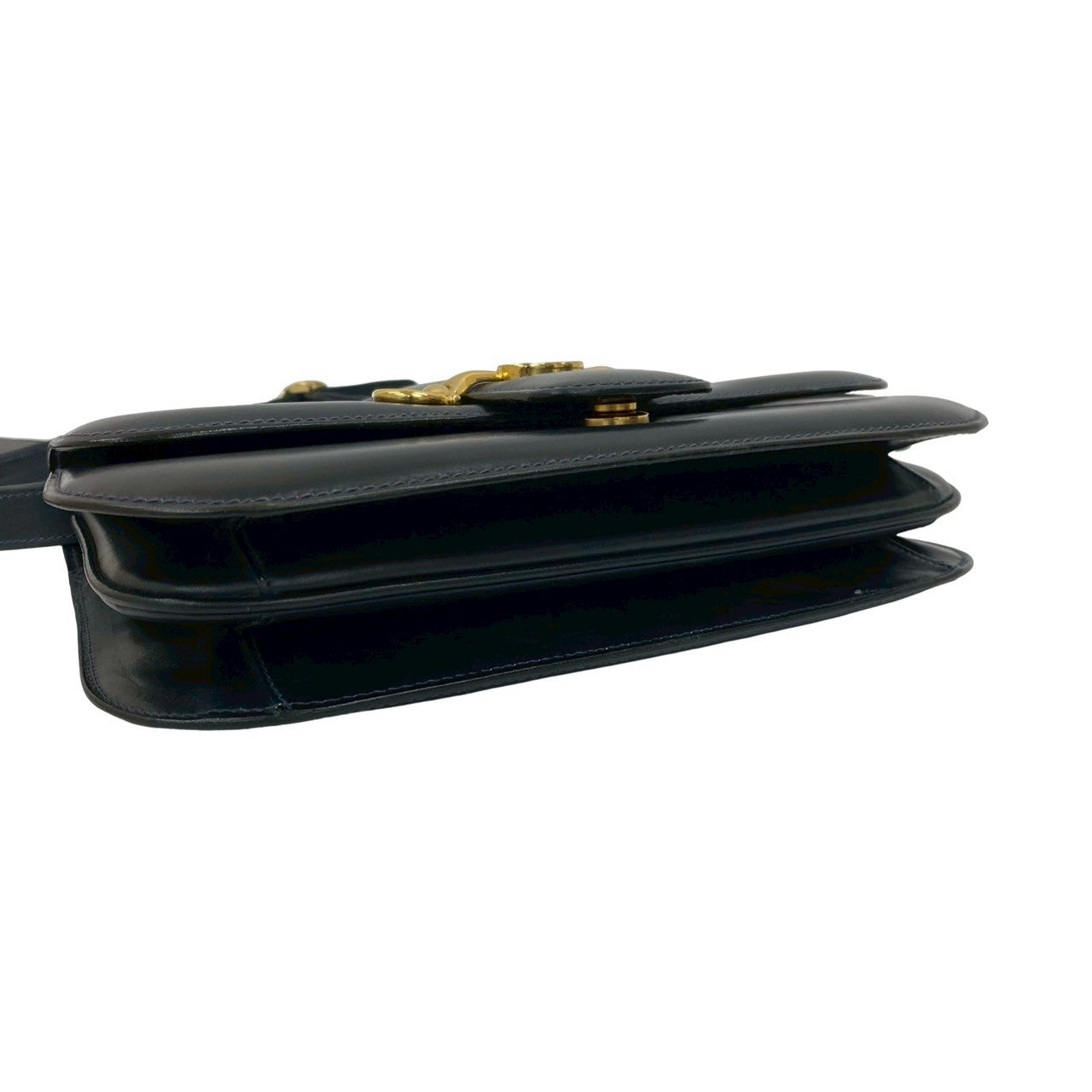 GUCCI Shoulder Bag leather Navy Horsebit