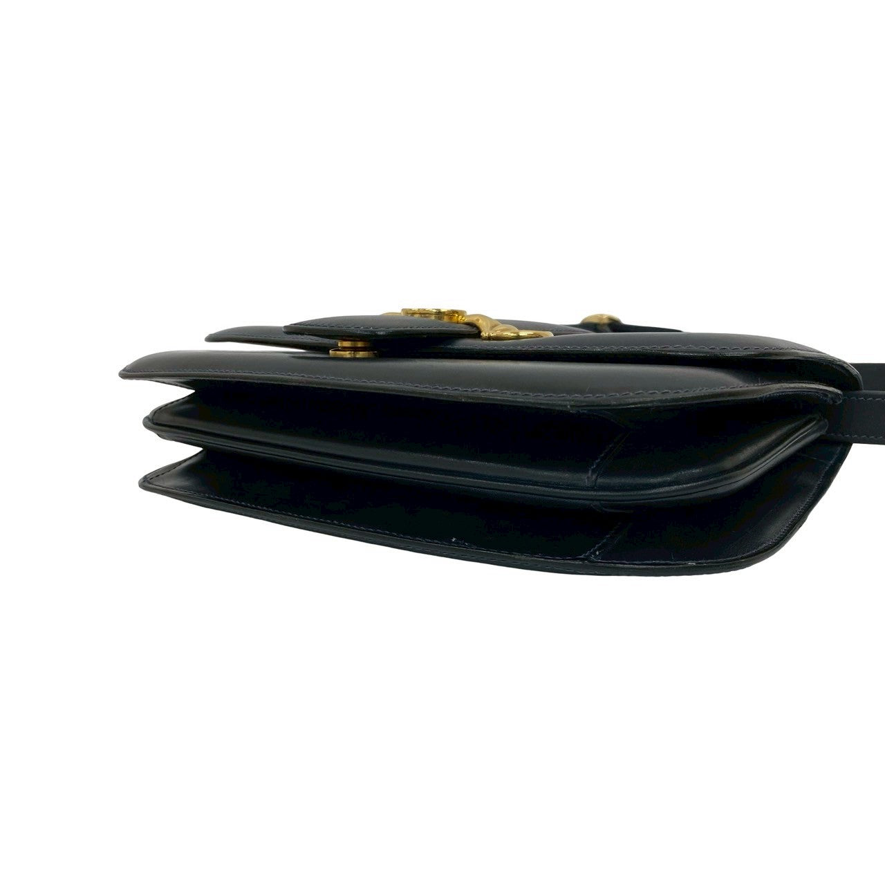 GUCCI Shoulder Bag leather Navy Horsebit
