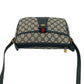 GUCCI Shoulder Bag Leather, PVC Navy GG logo Metal Sherry line Women Used Authentic