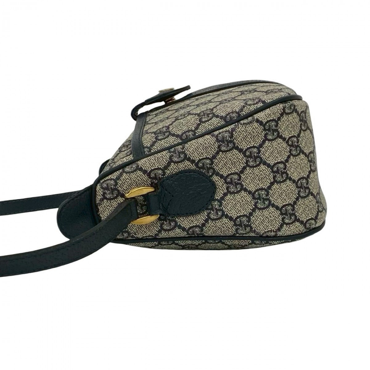 GUCCI Shoulder Bag Leather, PVC Navy GG logo Metal Sherry line Women Used Authentic