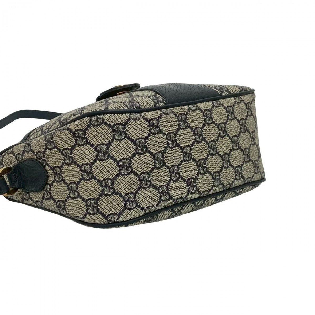 GUCCI Shoulder Bag Leather, PVC Navy GG logo Metal Sherry line Women Used Authentic