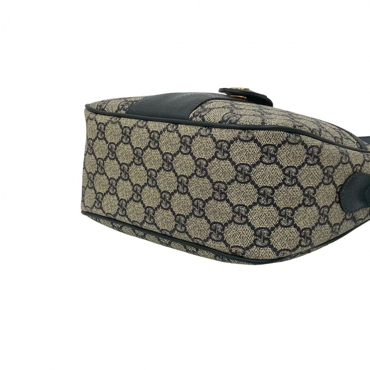 GUCCI Shoulder Bag Leather, PVC Navy GG logo Metal Sherry line Women Used Authentic