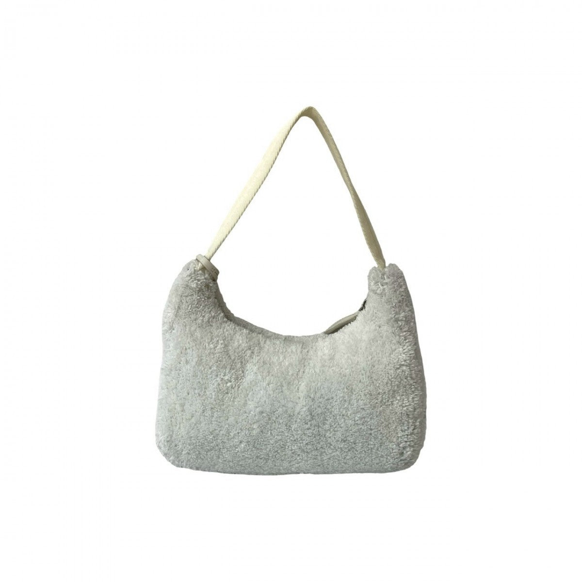 PRADA Handbag pile white Triangle Logo Metal terry mini Women Used Authentic