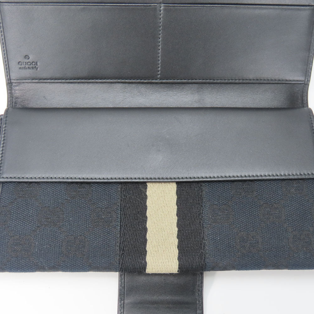 GUCCI Long Wallet Purse 035.0416.2180 GG canvas black Web line unisex(Unisex) Used Authentic