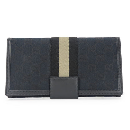 GUCCI Long Wallet Purse 035.0416.2180 GG canvas black Web line unisex(Unisex) Used Authentic
