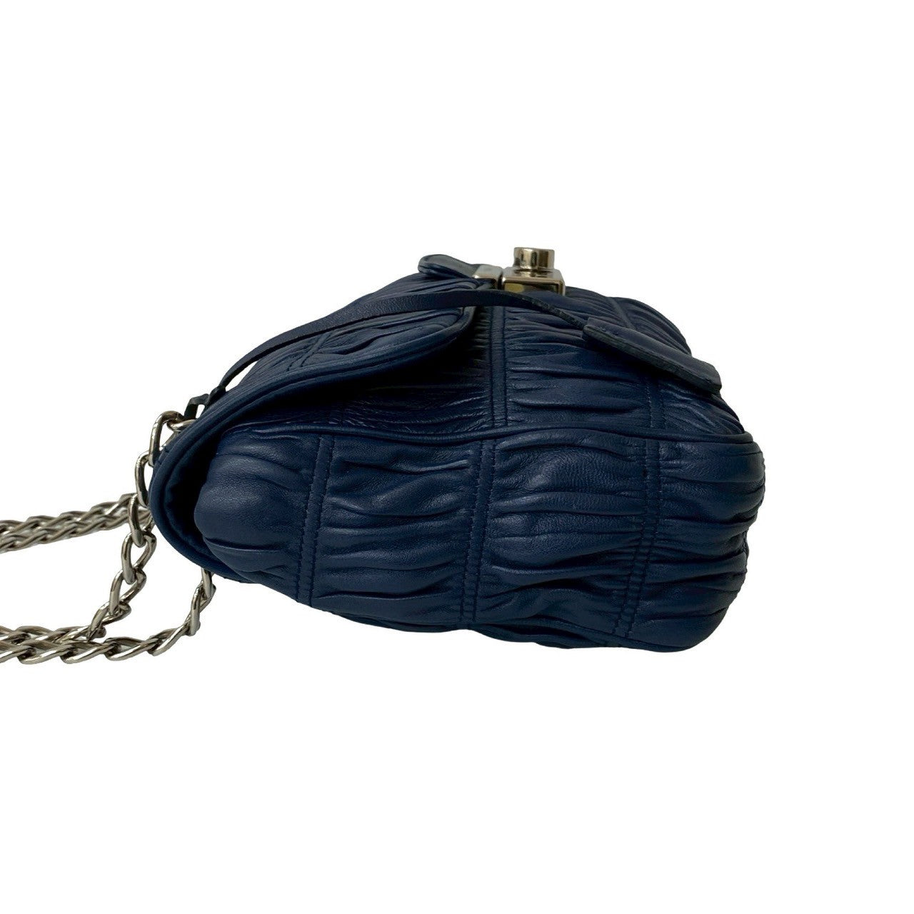 PRADA Shoulder Bag leather Navy