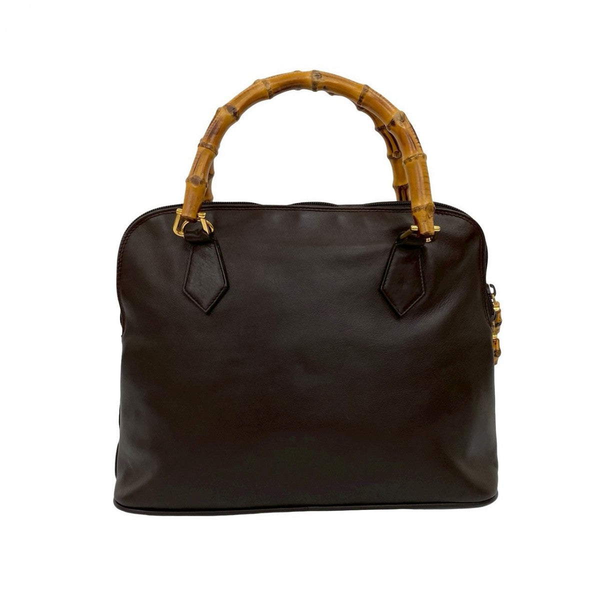 GUCCI Shoulder Bag leather Brown Bamboo Women Used Authentic