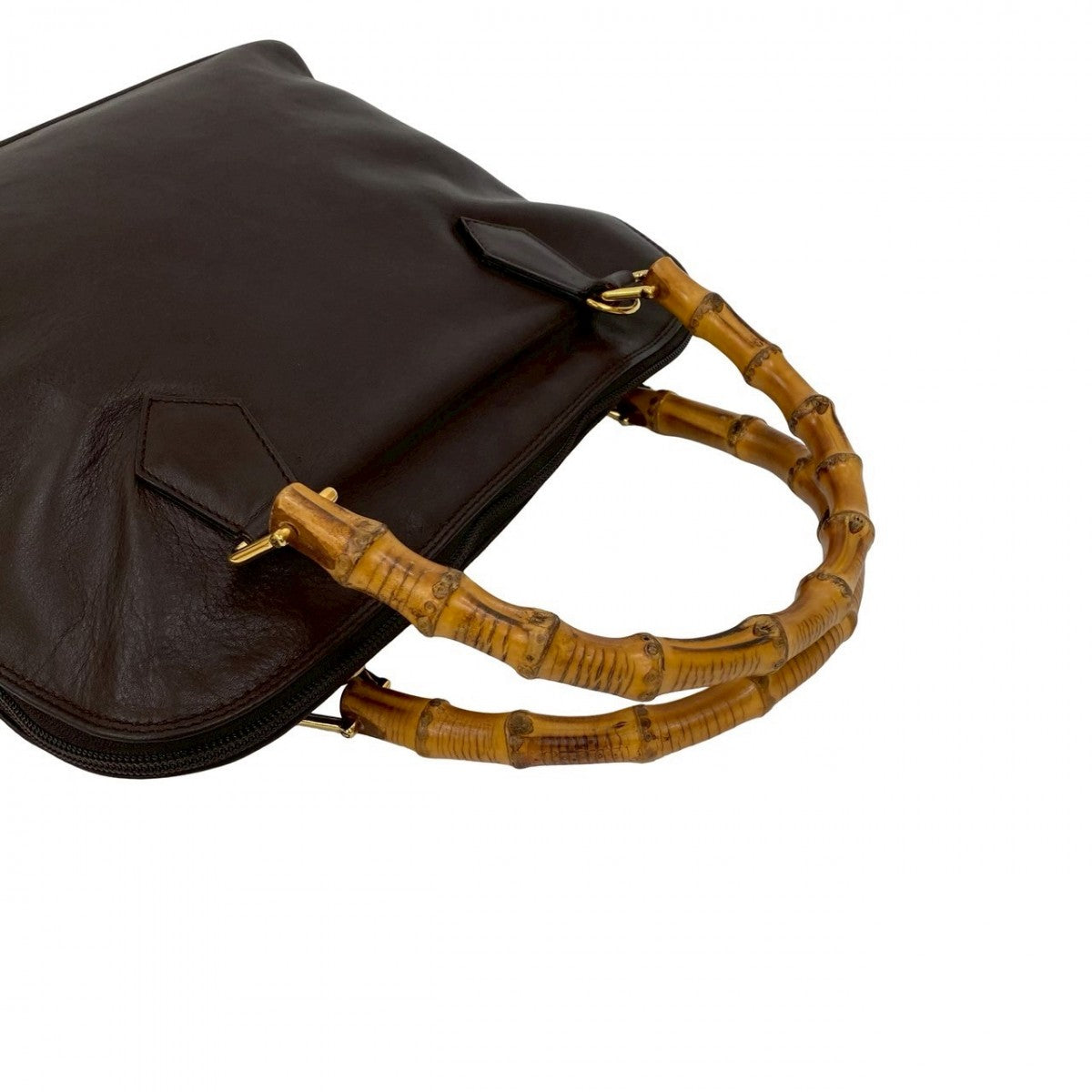 GUCCI Shoulder Bag leather Brown Bamboo Women Used Authentic