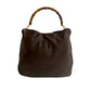 GUCCI Shoulder Bag leather Brown Bamboo