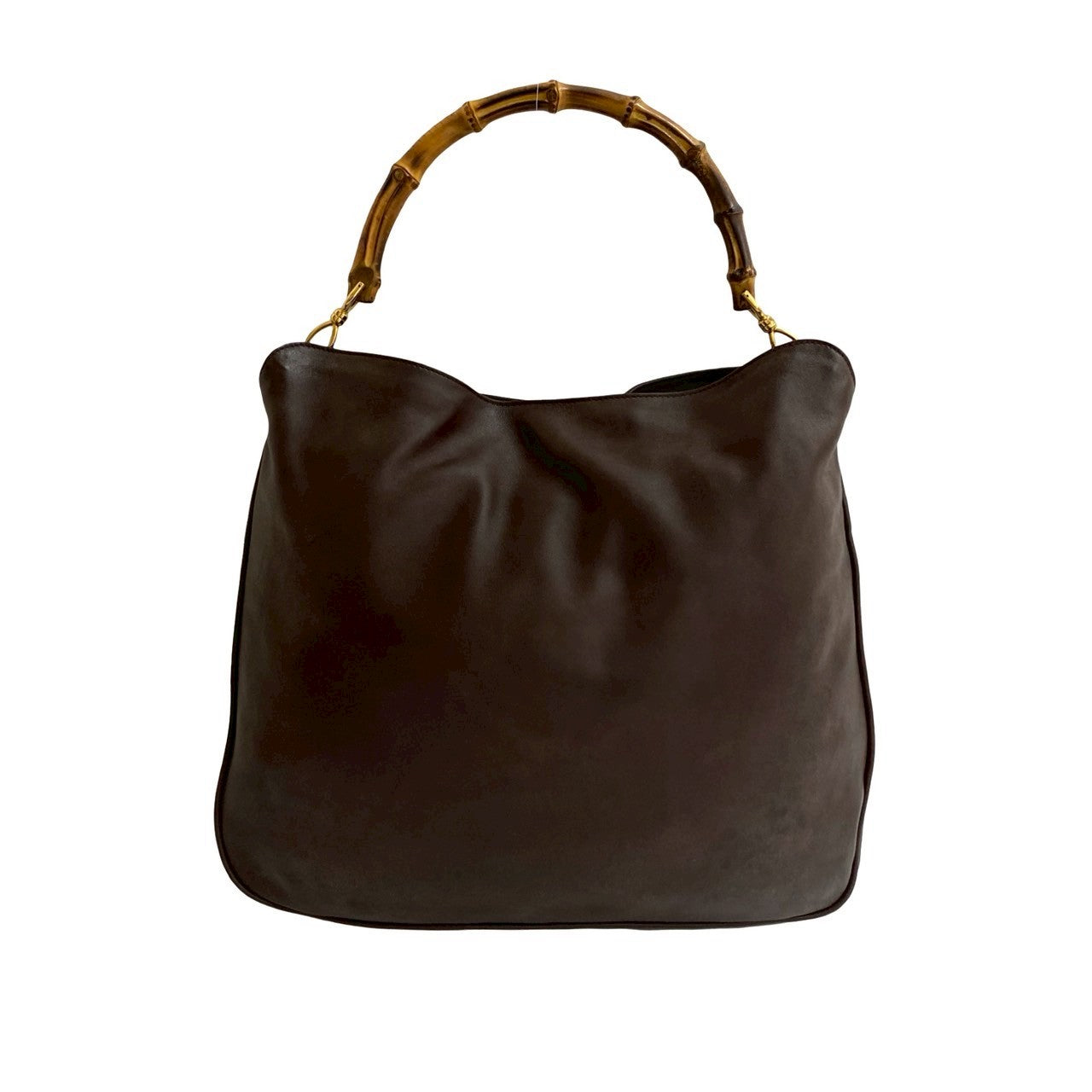 GUCCI Shoulder Bag leather Brown Bamboo