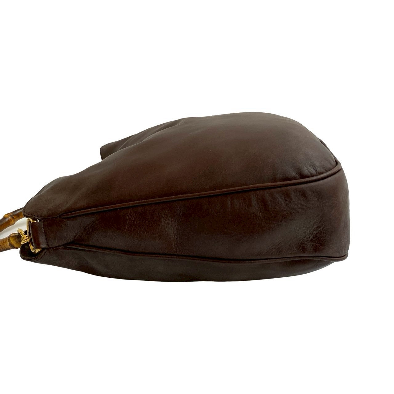 GUCCI Shoulder Bag leather Brown Bamboo