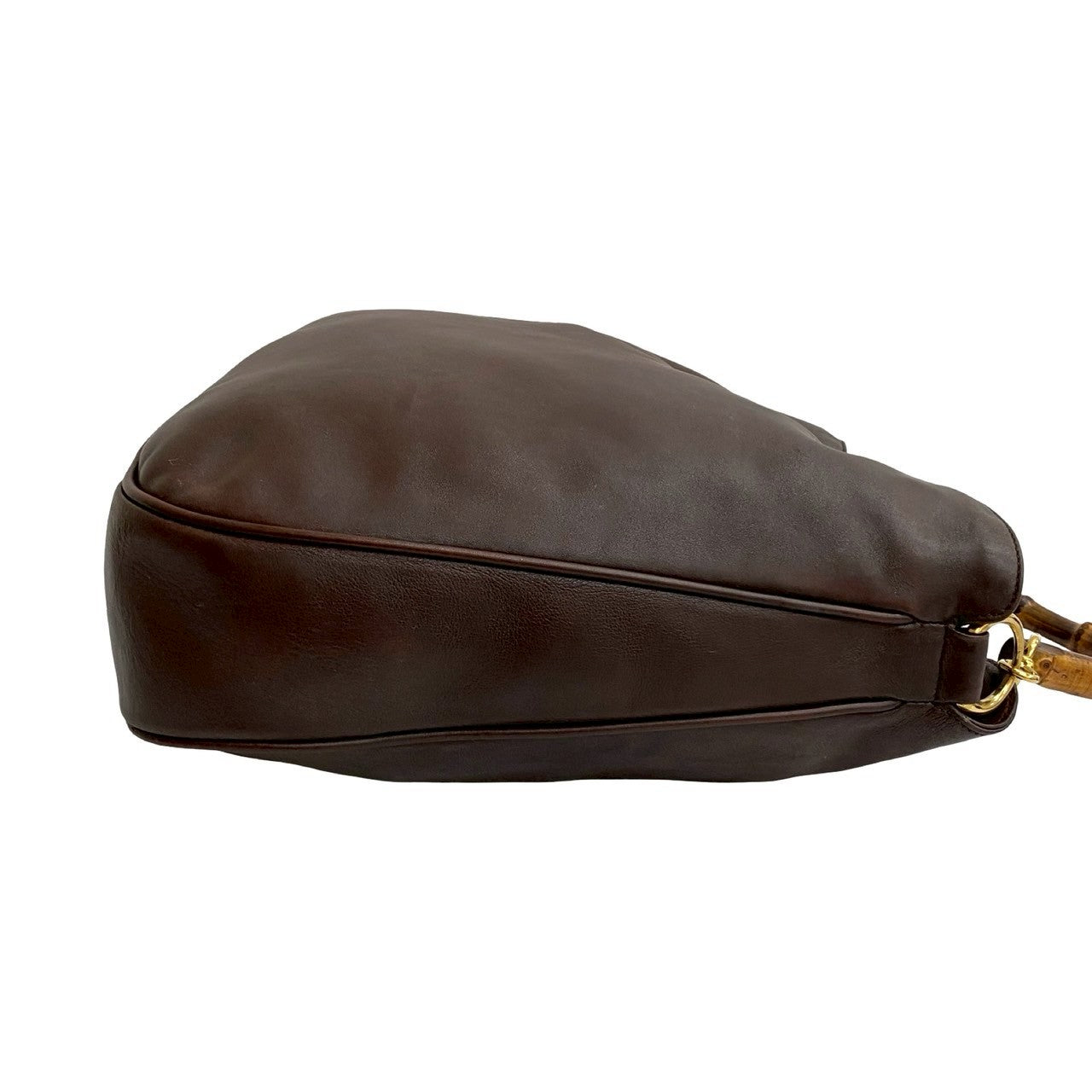 GUCCI Shoulder Bag leather Brown Bamboo