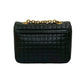 CELINE Shoulder Bag leather black C C Small Quilted
