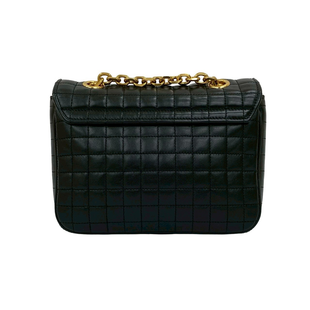 CELINE Shoulder Bag leather black C C Small Quilted