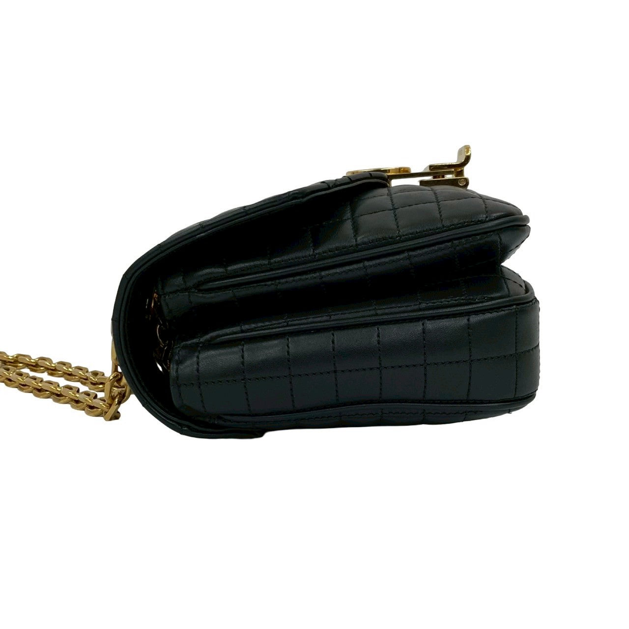 CELINE Shoulder Bag leather black C C Small Quilted