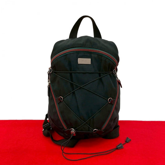 GUCCI Backpack Nylon, Leather black Sherry line Women(Unisex) Used Authentic