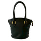LOEWE Handbag leather black anagram Women Used Authentic