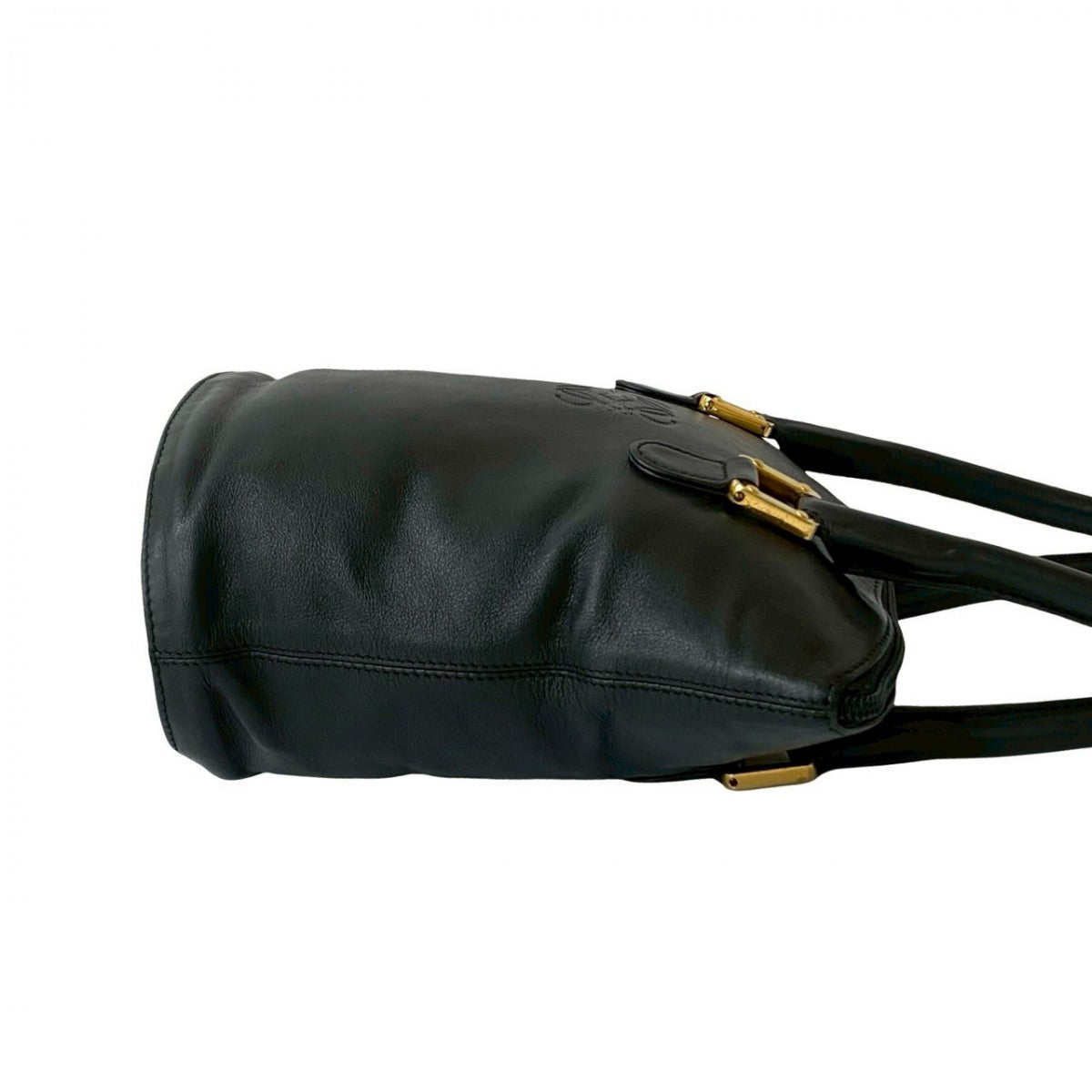 LOEWE Handbag leather black anagram Women Used Authentic