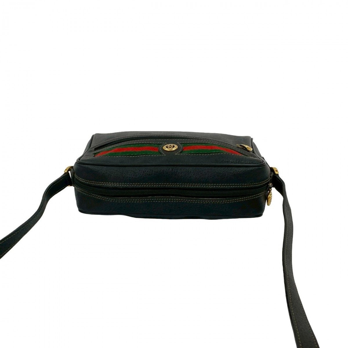 GUCCI Shoulder Bag leather black Sherry line