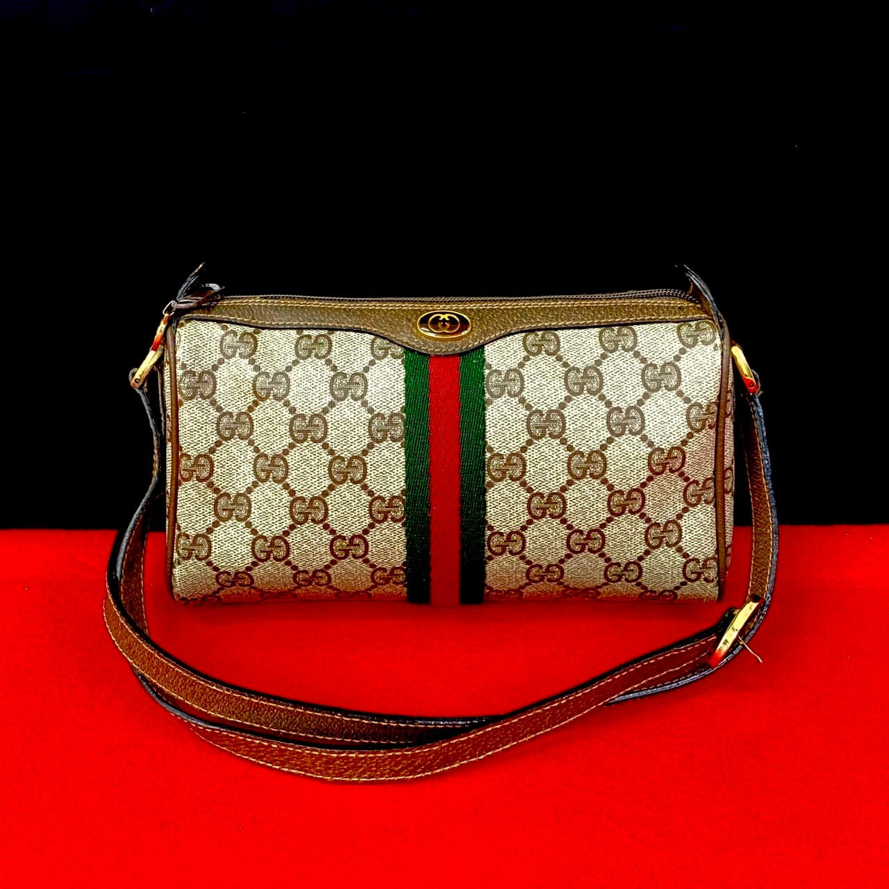 GUCCI Shoulder Bag leather Brown Sherry line