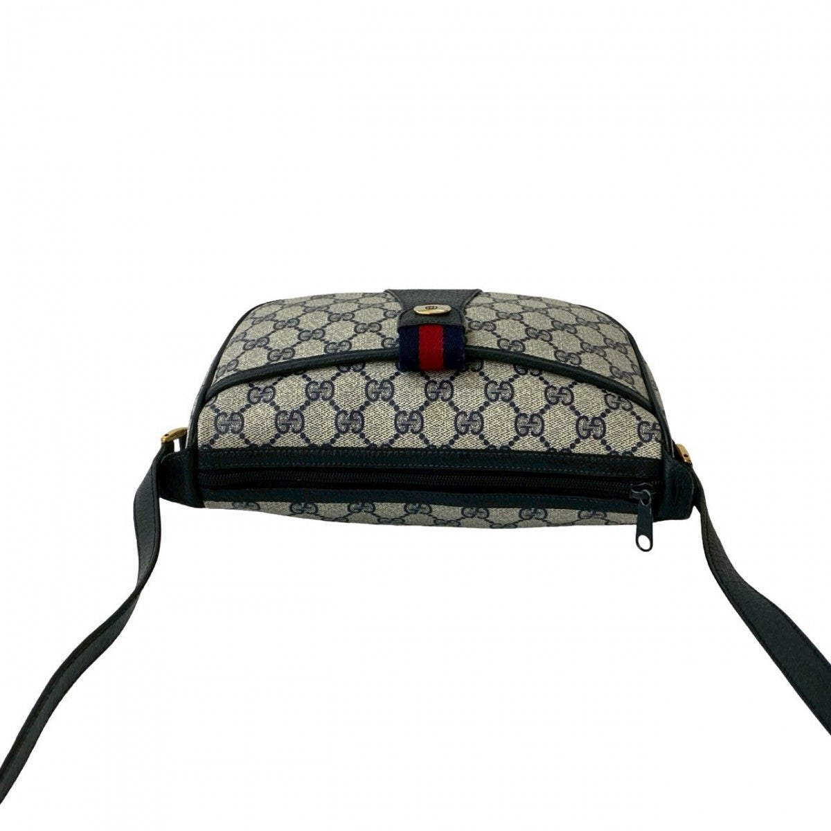 GUCCI Shoulder Bag leather Navy Sherry line
