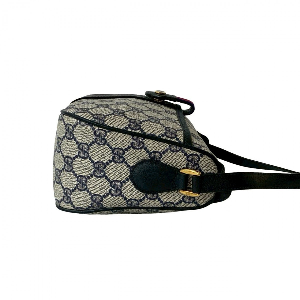 GUCCI Shoulder Bag leather Navy Sherry line