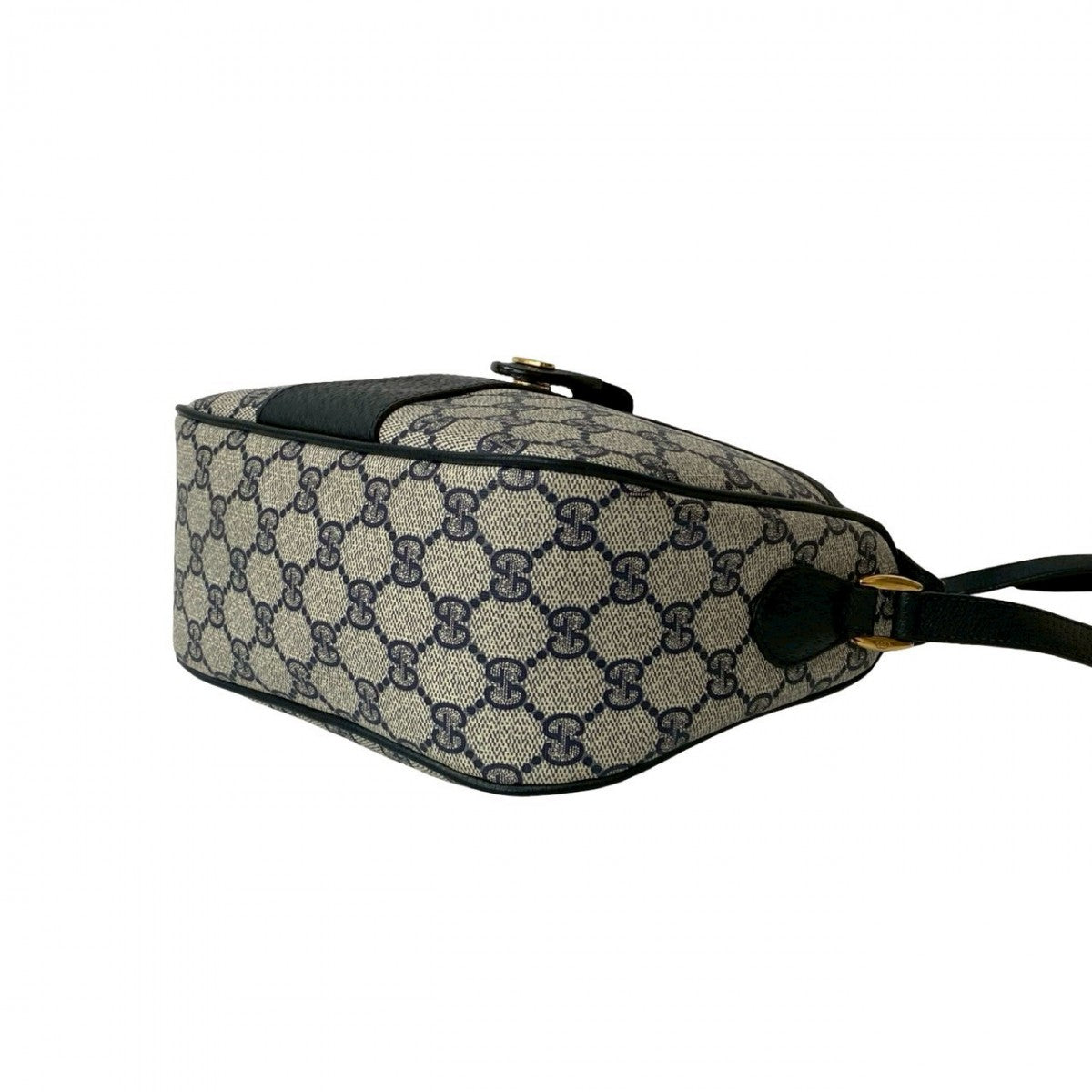 GUCCI Shoulder Bag leather Navy Sherry line