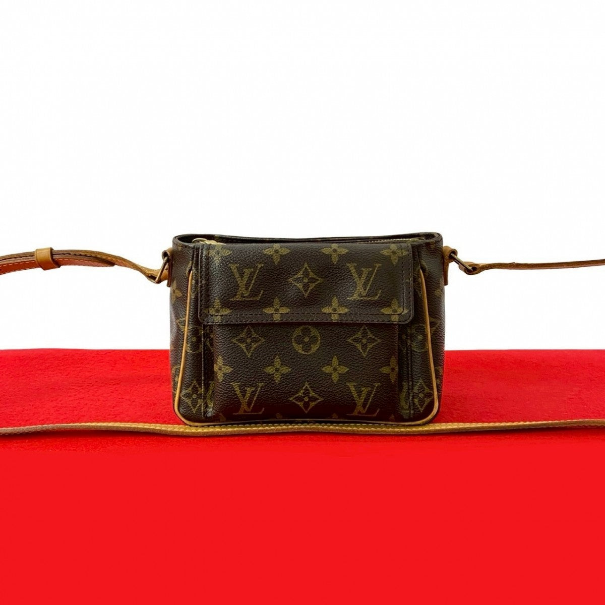 LOUIS VUITTON Shoulder Bag Leather, PVC Brown Monogram Vivasite PM Women Used Authentic