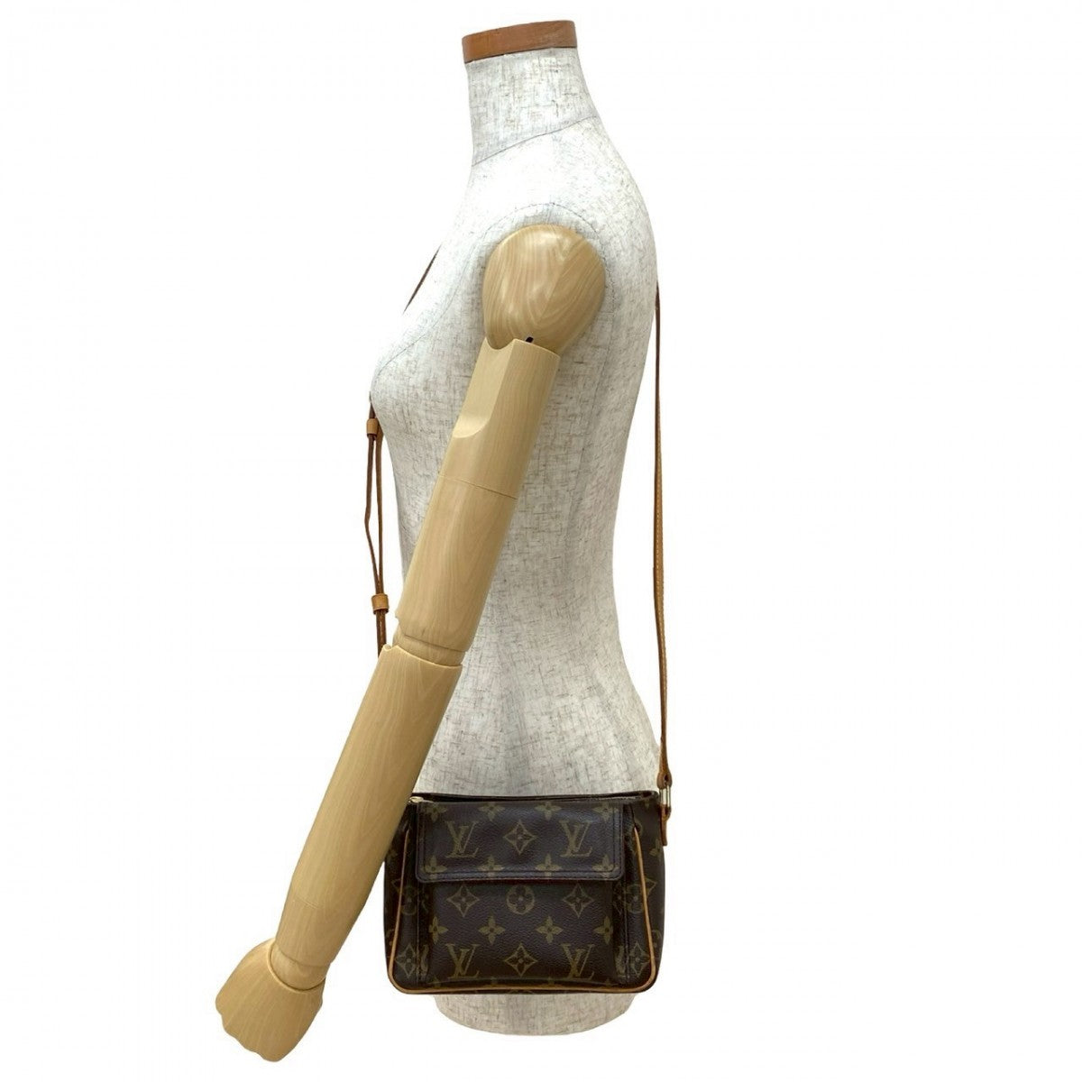 LOUIS VUITTON Shoulder Bag Leather, PVC Brown Monogram Vivasite PM Women Used Authentic