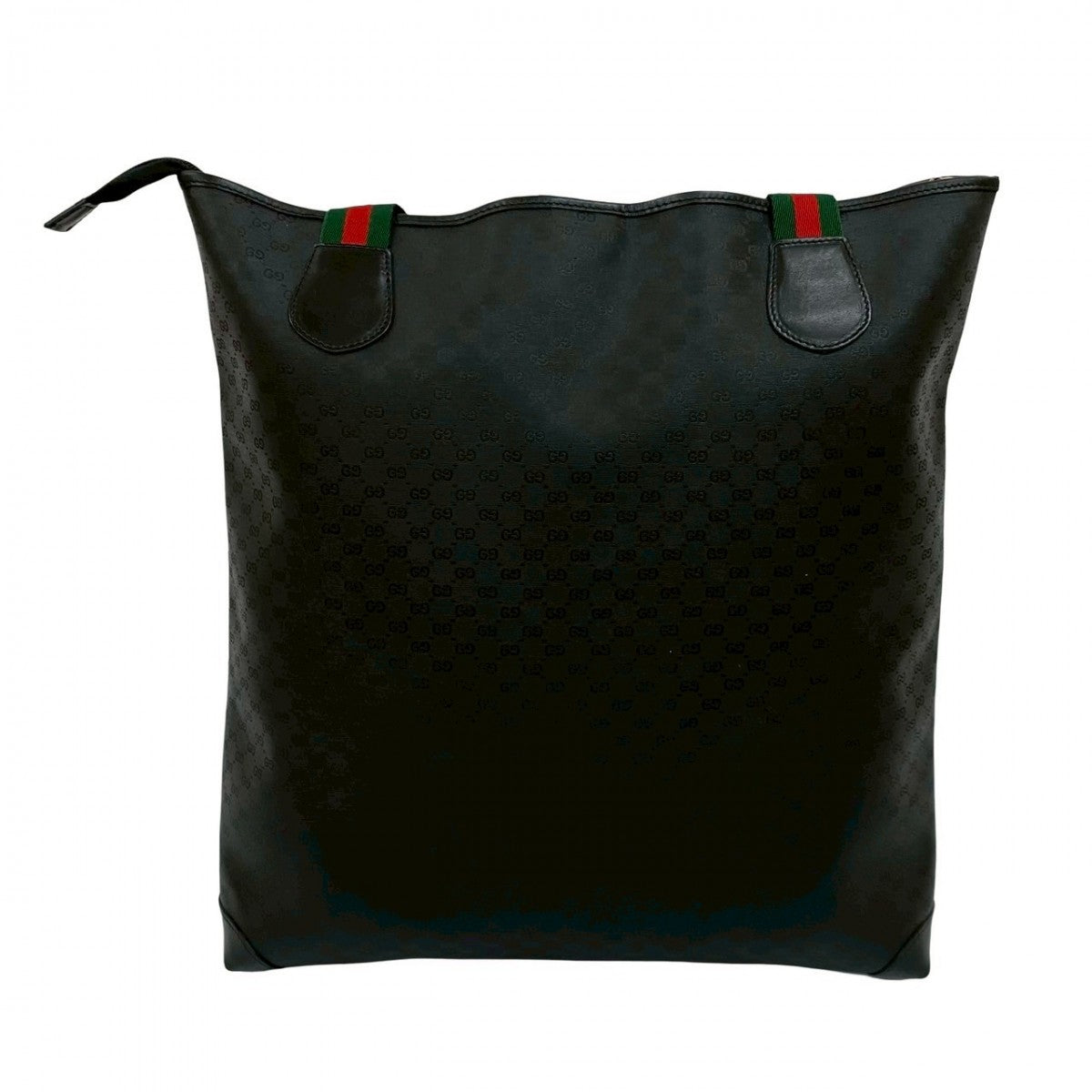 GUCCI Tote Bag Leather, PVC black Micro GG Sherry line Women Used Authentic