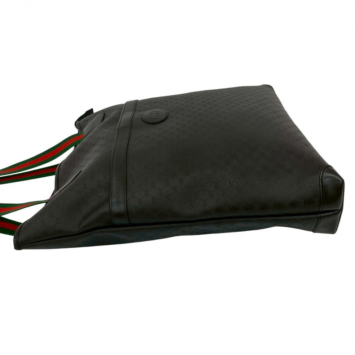 GUCCI Tote Bag Leather, PVC black Micro GG Sherry line Women Used Authentic
