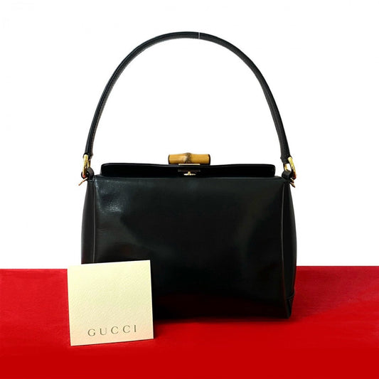 GUCCI Handbag leather black Bamboo
