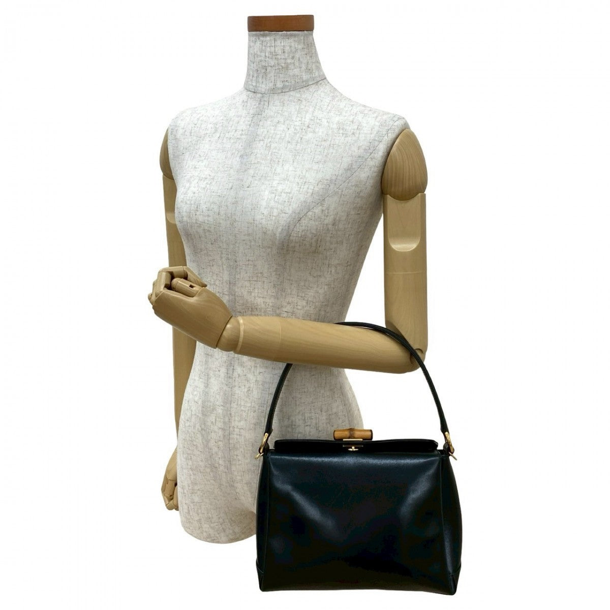 GUCCI Handbag leather black Bamboo