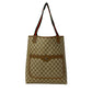 GUCCI Tote Bag Leather, PVC Brown GG logo Metal Sherry line Women Used Authentic