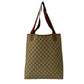 GUCCI Tote Bag Leather, PVC Brown GG logo Metal Sherry line Women Used Authentic